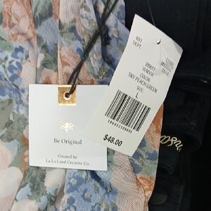 Floral Mesh Dress in Sky, Peach, and Green